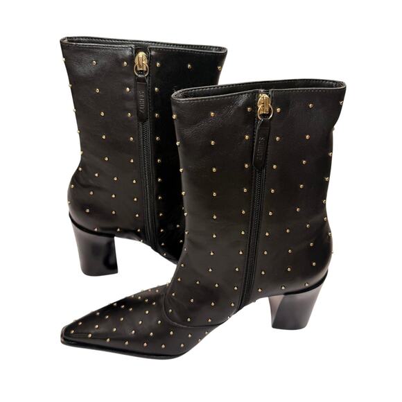 Schutz Raffaela Studded Pointed Toe Bootie Black Leather Size 8 NWT Grunge - Picture 2 of 11